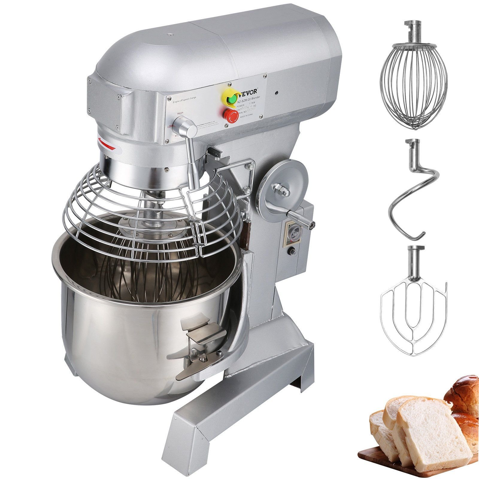 VEVOR Commercial Food Mixer 30Qt 1100W 3 Speeds Adjustable 105/180/408 RPM Heavy Duty 110V with Stainless Steel Bowl Dough Hooks Whisk Beater for VEVOR Commercial Food Mixer 30Qt 1100W 3 Speeds Adjustable 105/180/408 RPM Heavy Duty 110V with Stainless Steel Bowl Dough Hooks Whisk Beater for